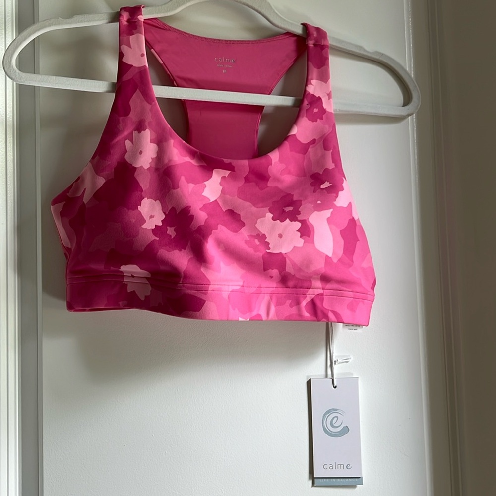 NWT Johnny Was calme pink floral sports bra size medium